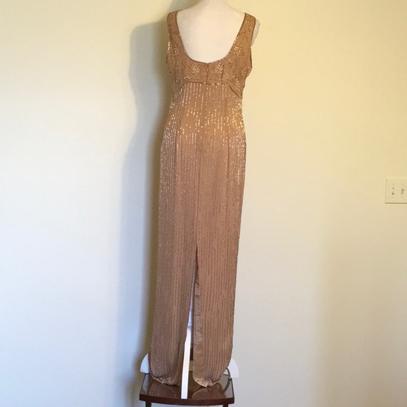 LaBelle 100%SilkBeadedSleevelessFormalGownSz 6, 8 - Picture 3 of 8